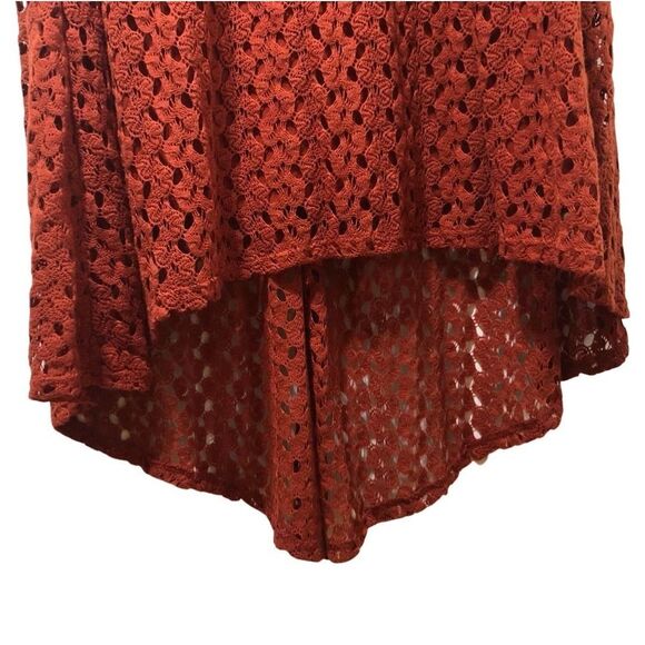 AUW Dress Burnt Orange Small High low stretchy Knit polyester - Picture 3 of 4
